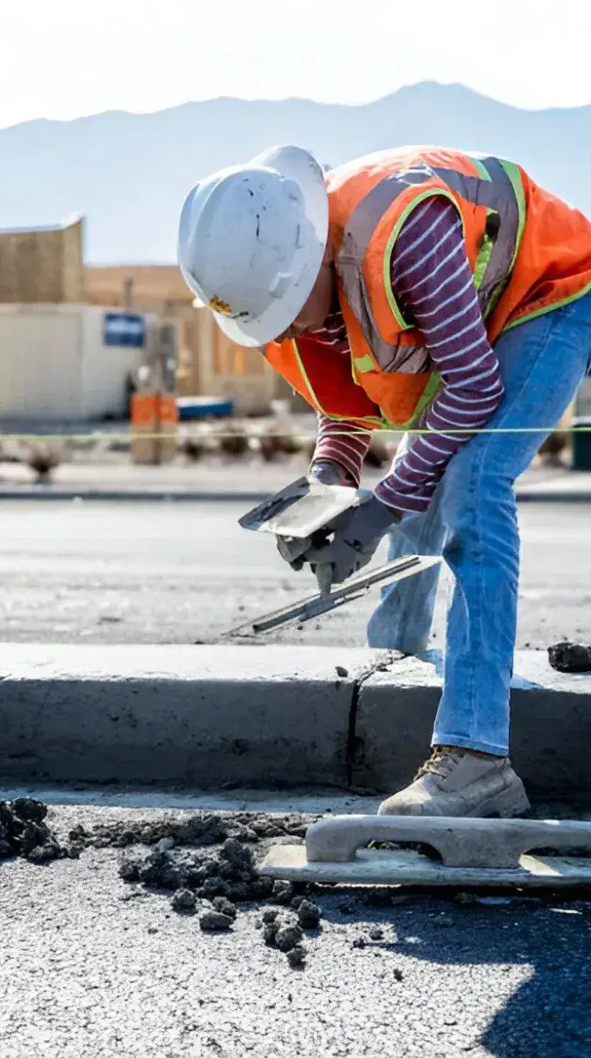 Worker carrying out concrete installation