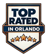 Top Rated in Orlando badge with five gold stars